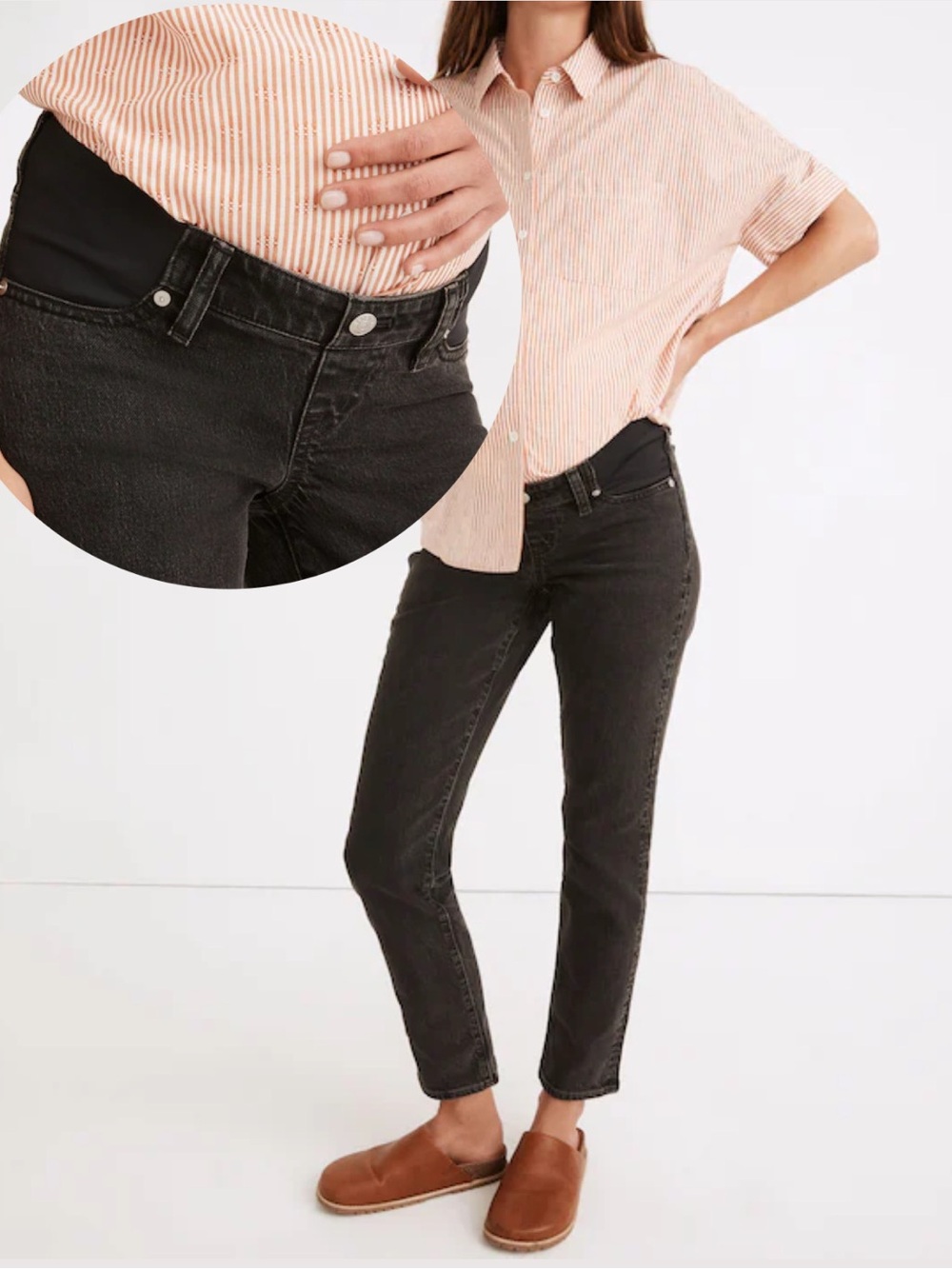 NWT Madewell Maternity Side-Panel Perfect Vintage Jeans in Black Lunar Wash